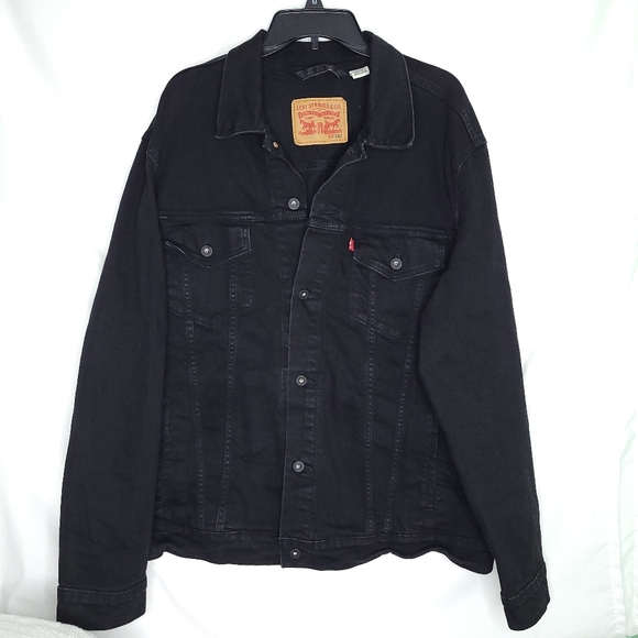 LEVI'S Men's Black Denim Trucker Jacket Size 2XLT - Picture 1 of 13